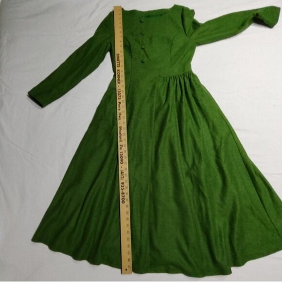 Ylistyle Green Retro Style Wool Blend Maxi Dress  4? - Picture 13 of 14